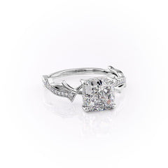 Celestial Radiance 2 Carat VVS1 Lab-Grown Cushion Pave Engagement Ring in 18K White Gold Front Cross View