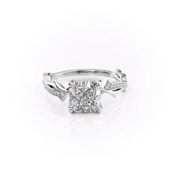 Celestial Radiance 2 Carat VVS1 Lab-Grown Cushion Pave Engagement Ring in 18K White Gold Front View


