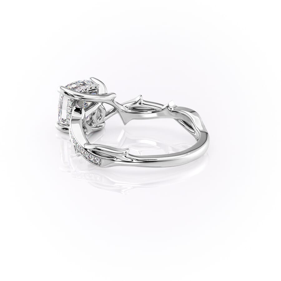 Celestial Radiance 2 Carat VVS1 Lab-Grown Cushion Pave Engagement Ring in 18K White Gold Left Cross View