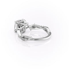 Celestial Radiance 2 Carat VVS1 Lab-Grown Cushion Pave Engagement Ring in 18K White Gold Left Cross View