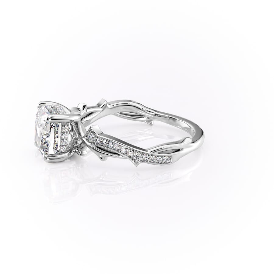 Celestial Radiance 2 Carat VVS1 Lab-Grown Cushion Pave Engagement Ring in 18K White Gold Left View