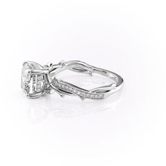 Celestial Radiance 2 Carat VVS1 Lab-Grown Cushion Pave Engagement Ring in 18K White Gold Left View