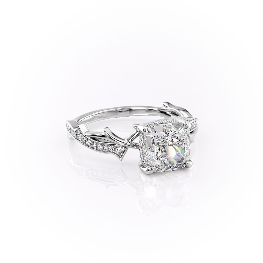Celestial Radiance 2 Carat VVS1 Lab-Grown Cushion Pave Engagement Ring in 18K White Gold Right Cross View