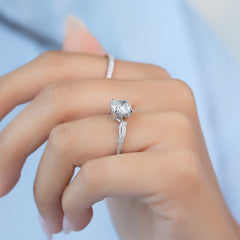 Celestial Radiance 2 Carat VVS1 Lab-Grown Cushion Pave Engagement Ring in 18K White Gold Side View