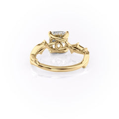 Celestial Radiance 2 Carat VVS1 Lab-Grown Cushion Pave Engagement Ring in 18K Yellow Gold Back View