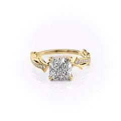 Celestial Radiance 2 Carat VVS1 Lab-Grown Cushion Pave Engagement Ring in 18K Yellow Gold Front View