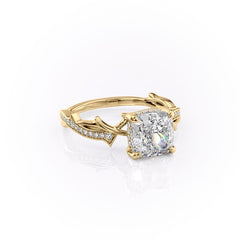 Celestial Radiance 2 Carat VVS1 Lab-Grown Cushion Pave Engagement Ring in 18K Yellow Gold Right Cross View