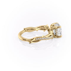 Celestial Radiance 2 Carat VVS1 Lab-Grown Cushion Pave Engagement Ring in 18K Yellow Gold Right View