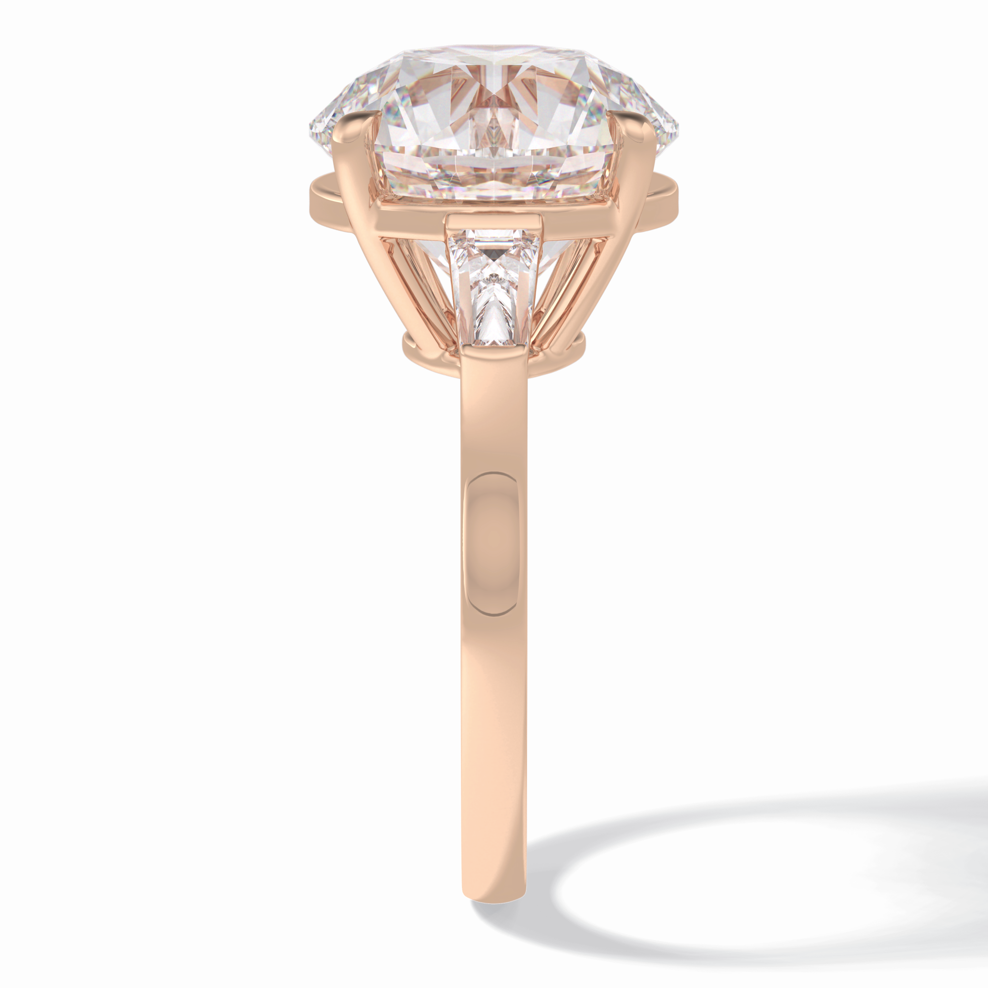 Celestial Spark 7.49 Carat Round VS1 Lab-Grown Three Stone Engagement Ring in 18K Rose Gold