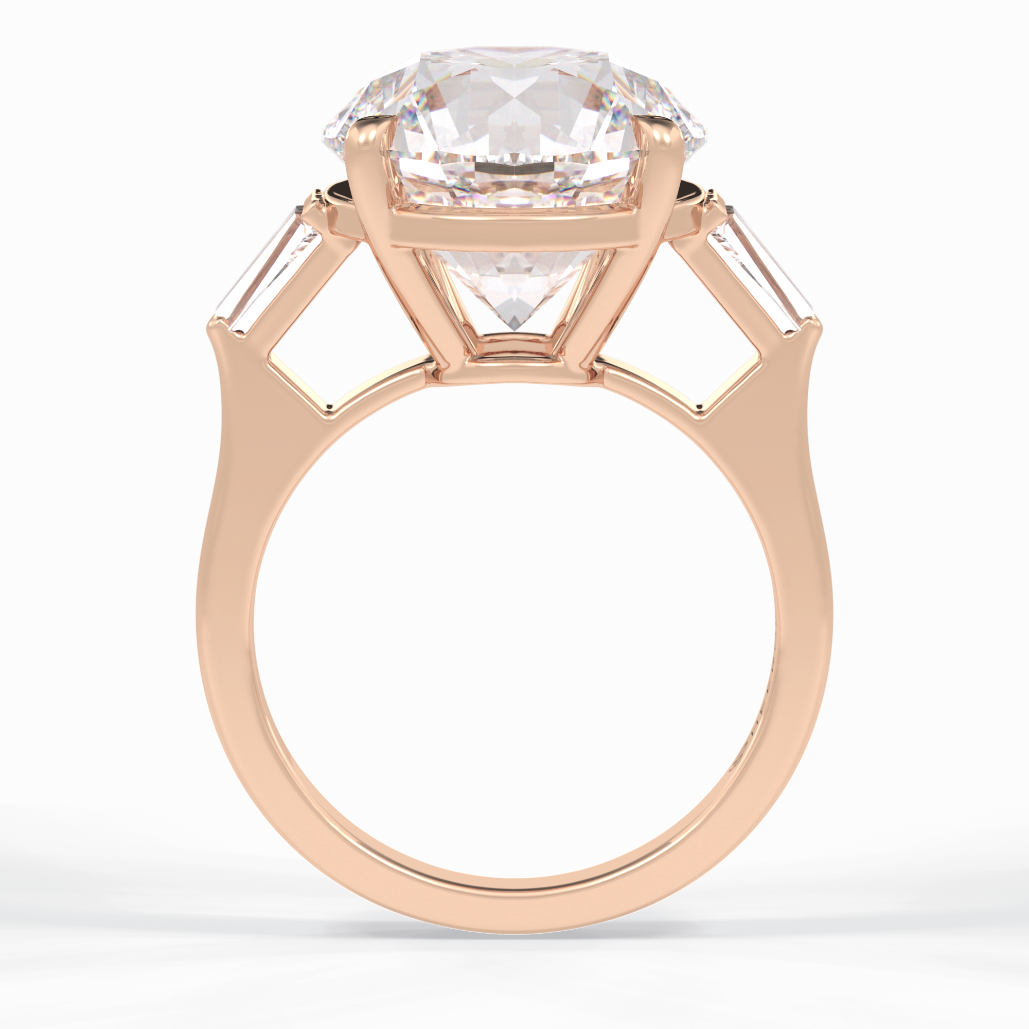Celestial Spark 7.49 Carat Round VS1 Lab-Grown Three Stone Engagement Ring in 18K Rose Gold