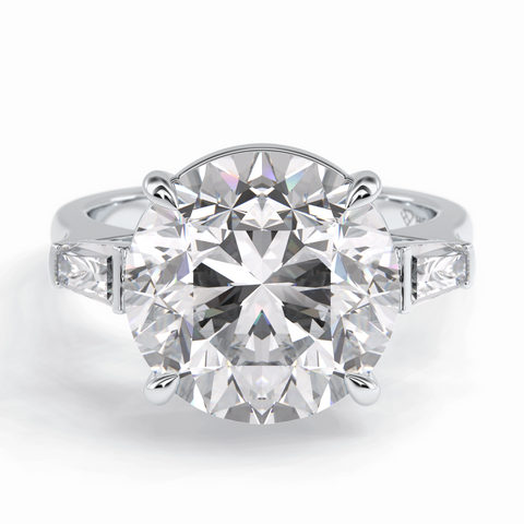 Celestial Spark 7.49 Carat Round VS1 Lab-Grown Three Stone Engagement Ring in 18K Gold