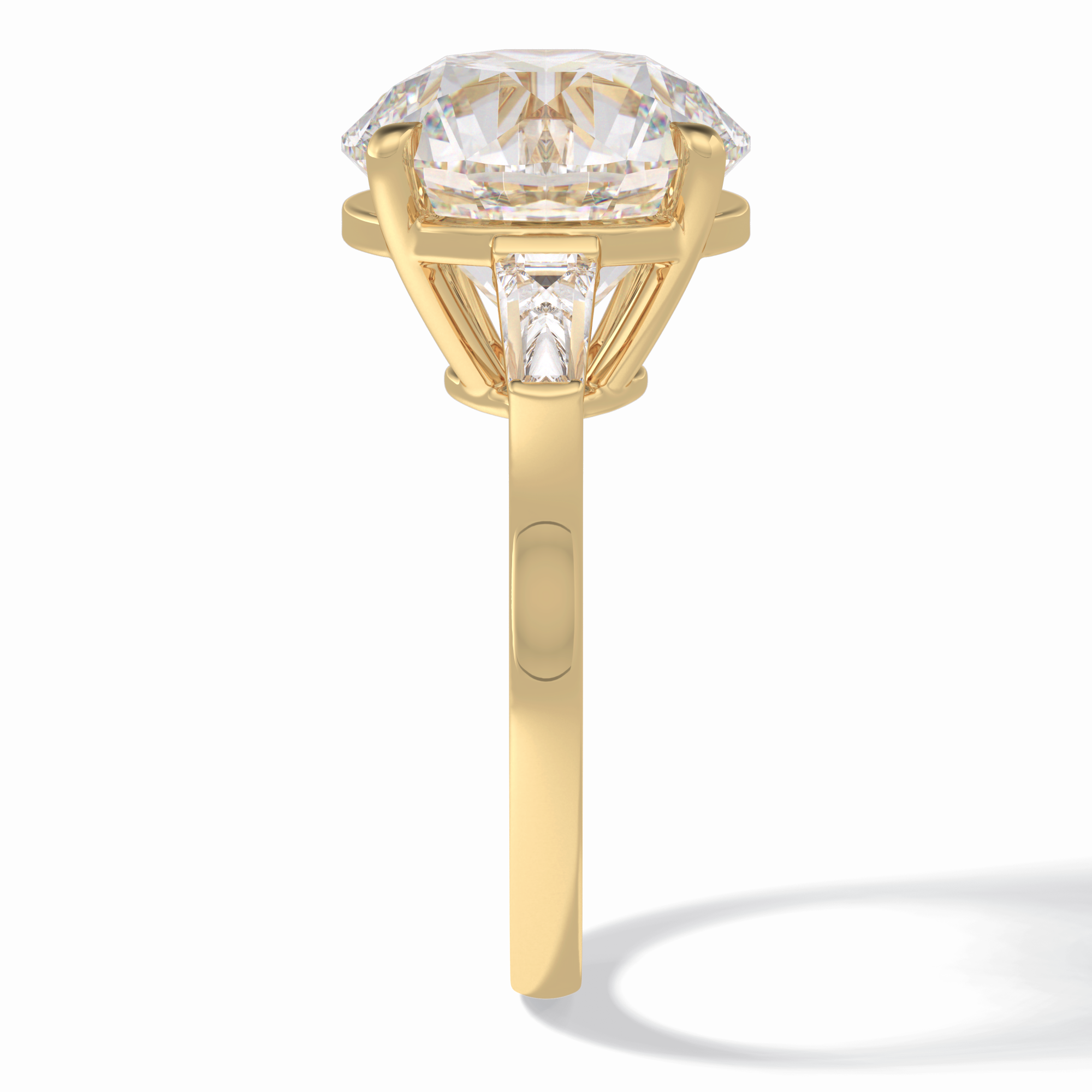 Celestial Spark 7.49 Carat Round VS1 Lab-Grown Three Stone Engagement Ring in 18K Yellow Gold