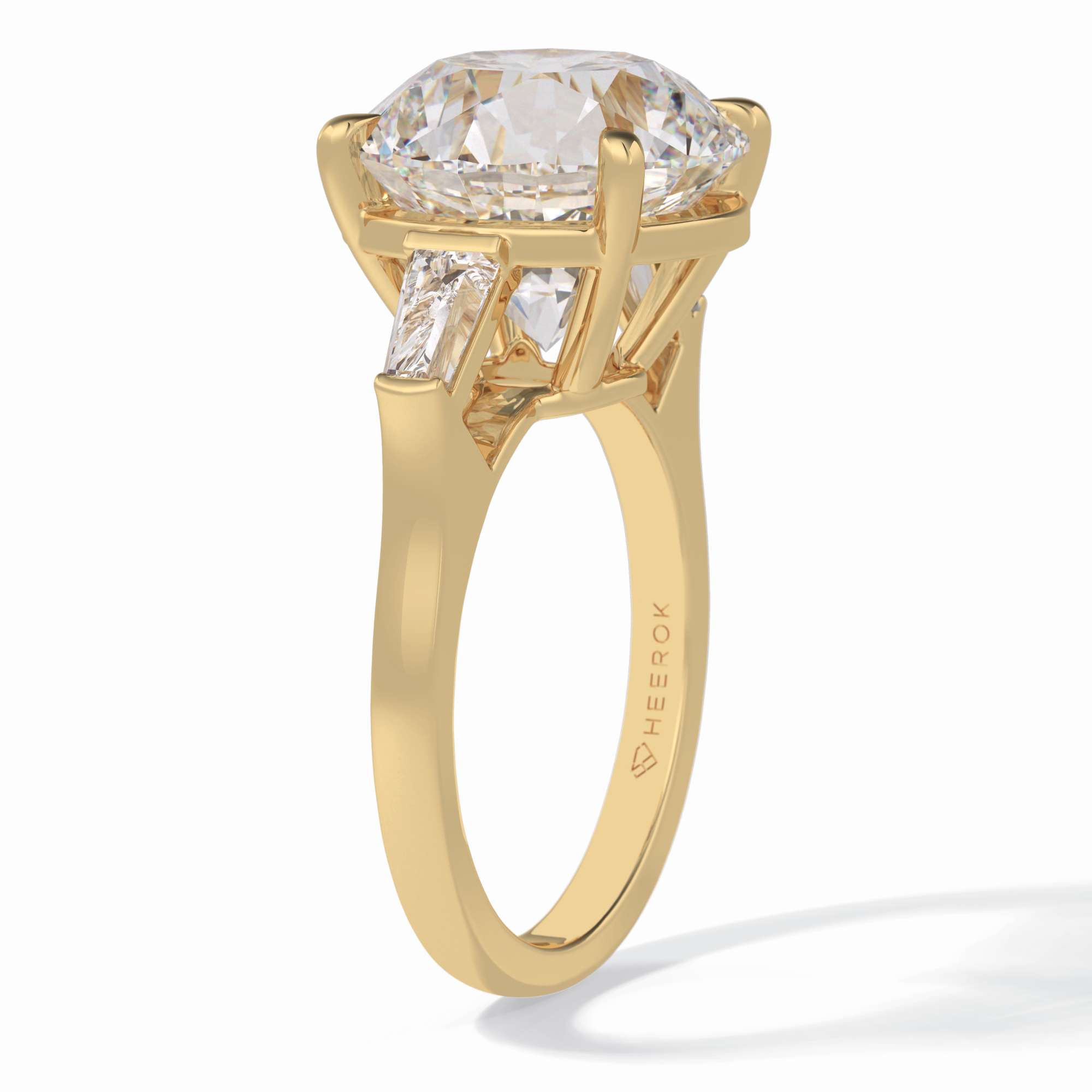 Celestial Spark 7.49 Carat Round VS1 Lab-Grown Three Stone Engagement Ring in 18K Yellow Gold