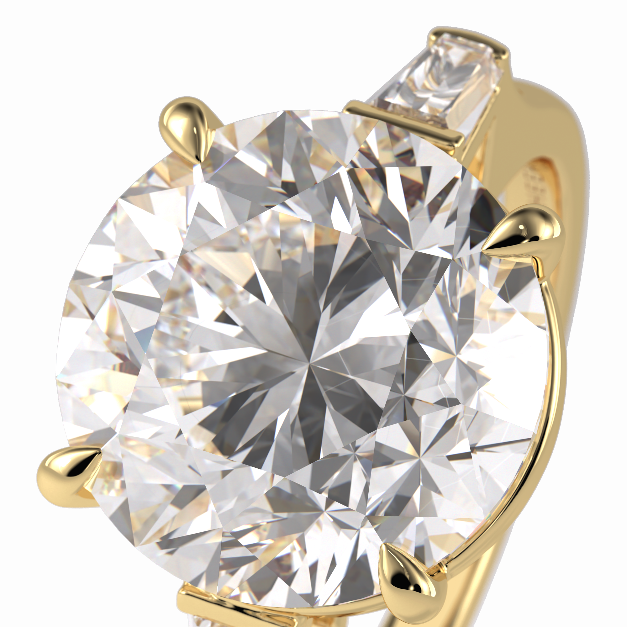 Celestial Spark 7.49 Carat Round VS1 Lab-Grown Three Stone Engagement Ring in 18K Yellow Gold