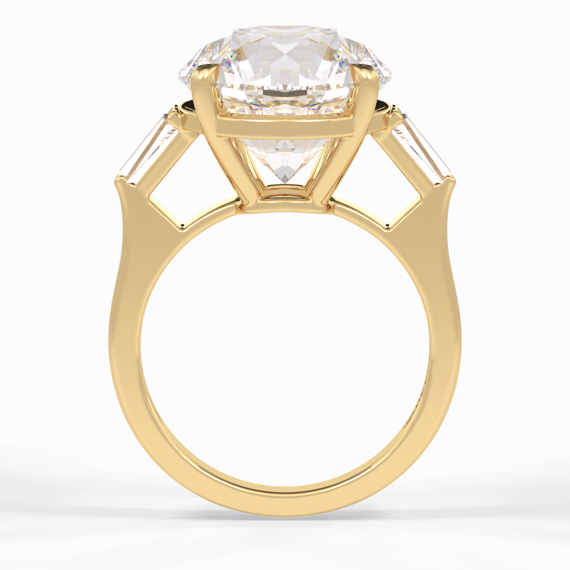 Celestial Spark 7.49 Carat Round VS1 Lab-Grown Three Stone Engagement Ring in 18K Yellow Gold