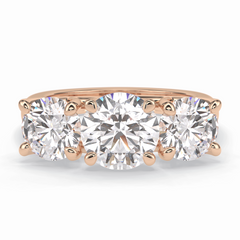 Celestial Trilogy 2.16 Carat Round VS1 Lab-Grown Three Stone Engagement Ring in 18K Rose Gold