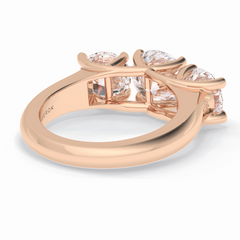Celestial Trilogy 2.16 Carat Round VS1 Lab-Grown Three Stone Engagement Ring in 18K Rose Gold