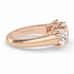 Celestial Trilogy 2.16 Carat Round VS1 Lab-Grown Three Stone Engagement Ring in 18K Rose Gold