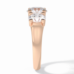 Celestial Trilogy 2.16 Carat Round VS1 Lab-Grown Three Stone Engagement Ring in 18K Rose Gold