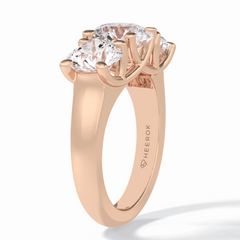 Celestial Trilogy 2.16 Carat Round VS1 Lab-Grown Three Stone Engagement Ring in 18K Rose Gold