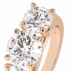 Celestial Trilogy 2.16 Carat Round VS1 Lab-Grown Three Stone Engagement Ring in 18K Rose Gold