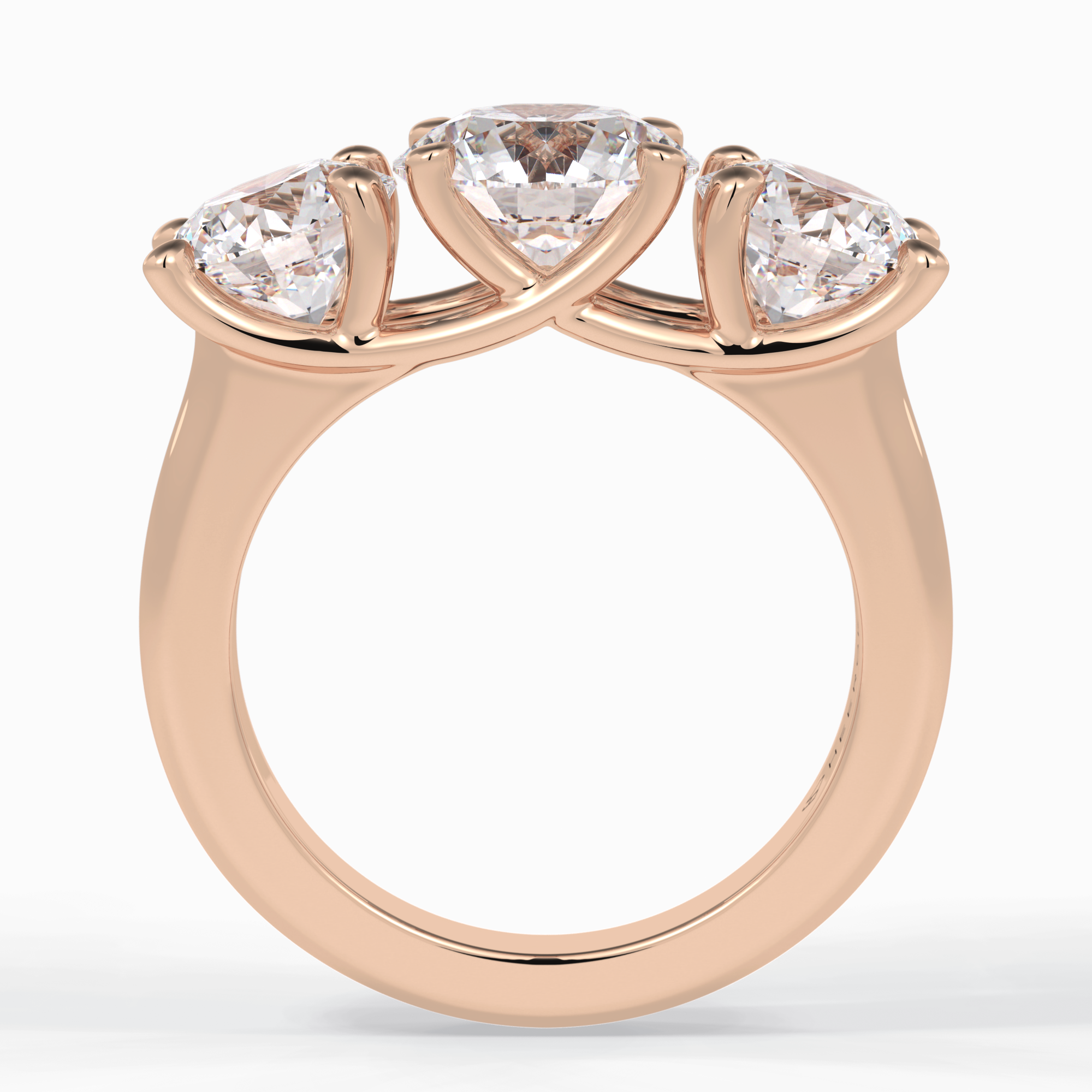 Celestial Trilogy 2.16 Carat Round VS1 Lab-Grown Three Stone Engagement Ring in 18K Rose Gold