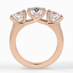 Celestial Trilogy 2.16 Carat Round VS1 Lab-Grown Three Stone Engagement Ring in 18K Rose Gold