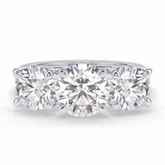 Celestial Trilogy 2.16 Carat Round VS1 Lab-Grown Three Stone Engagement Ring in 18K White Gold