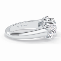 Celestial Trilogy 2.16 Carat Round VS1 Lab-Grown Three Stone Engagement Ring in 18K White Gold