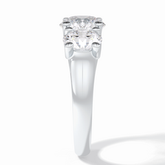 Celestial Trilogy 2.16 Carat Round VS1 Lab-Grown Three Stone Engagement Ring in 18K White Gold