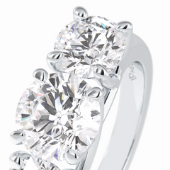 Celestial Trilogy 2.16 Carat Round VS1 Lab-Grown Three Stone Engagement Ring in 18K White Gold