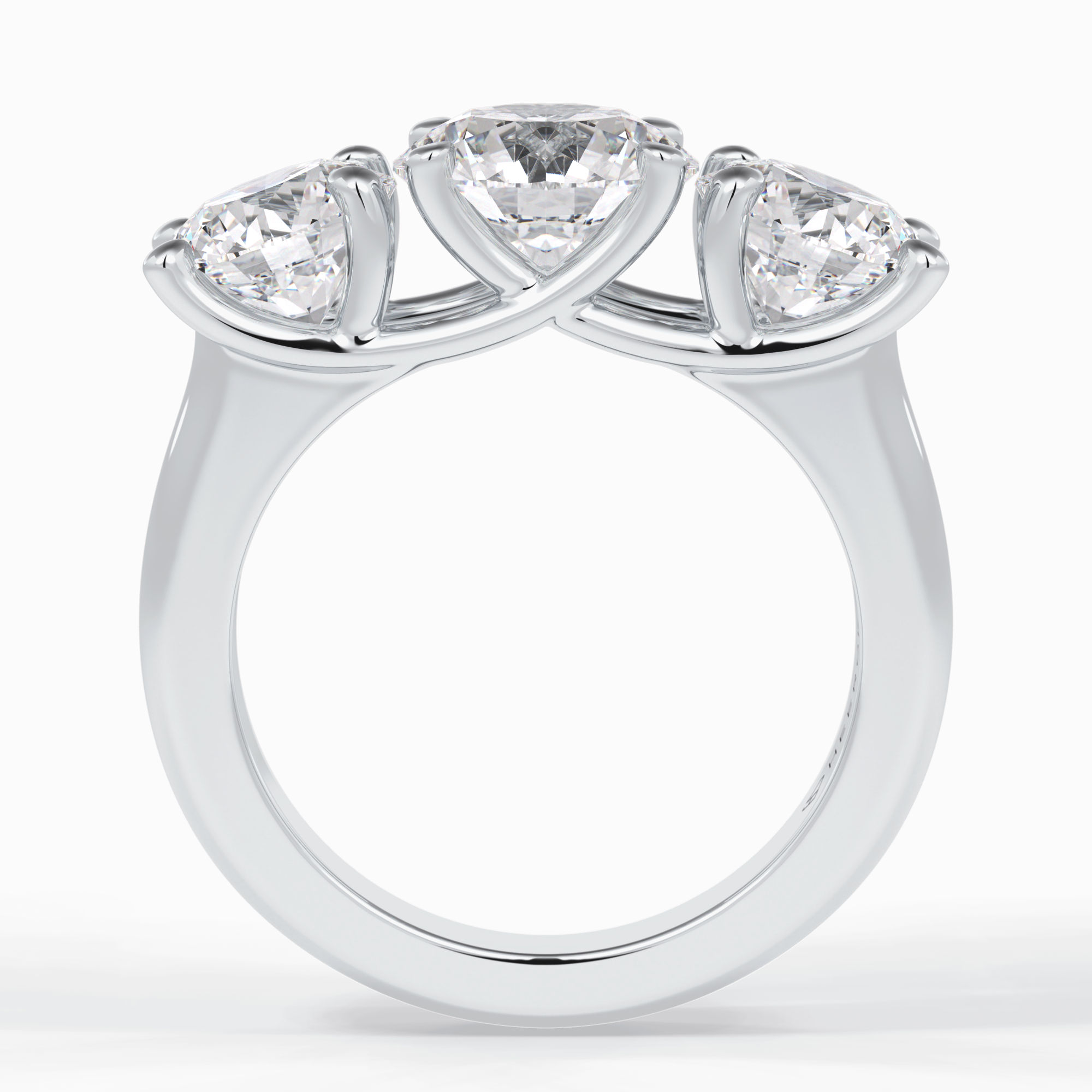 Celestial Trilogy 2.16 Carat Round VS1 Lab-Grown Three Stone Engagement Ring in 18K White Gold