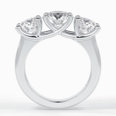 Celestial Trilogy 2.16 Carat Round VS1 Lab-Grown Three Stone Engagement Ring in 18K White Gold