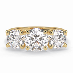 Celestial Trilogy 2.16 Carat Round VS1 Lab-Grown Three Stone Engagement Ring in 18K Yellow Gold