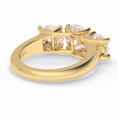 Celestial Trilogy 2.16 Carat Round VS1 Lab-Grown Three Stone Engagement Ring in 18K Yellow Gold