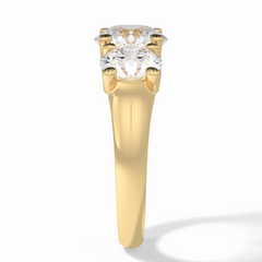 Celestial Trilogy 2.16 Carat Round VS1 Lab-Grown Three Stone Engagement Ring in 18K Yellow Gold