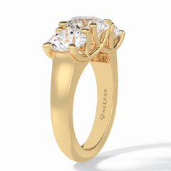 Celestial Trilogy 2.16 Carat Round VS1 Lab-Grown Three Stone Engagement Ring in 18K Yellow Gold