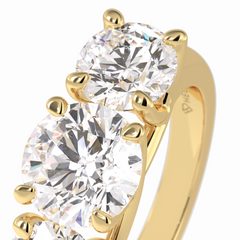 Celestial Trilogy 2.16 Carat Round VS1 Lab-Grown Three Stone Engagement Ring in 18K Yellow Gold