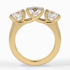 Celestial Trilogy 2.16 Carat Round VS1 Lab-Grown Three Stone Engagement Ring in 18K Yellow Gold