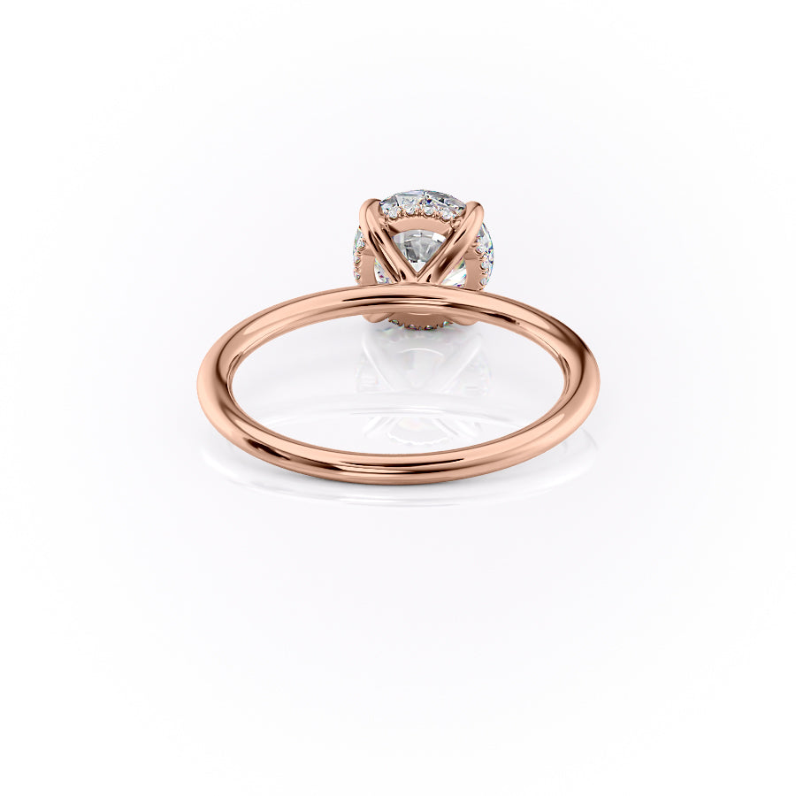 Celestial Whisper 2 Carat VVS1 Lab-Grown Hidden Halo Engagement Ring 18K Rose Gold Back View