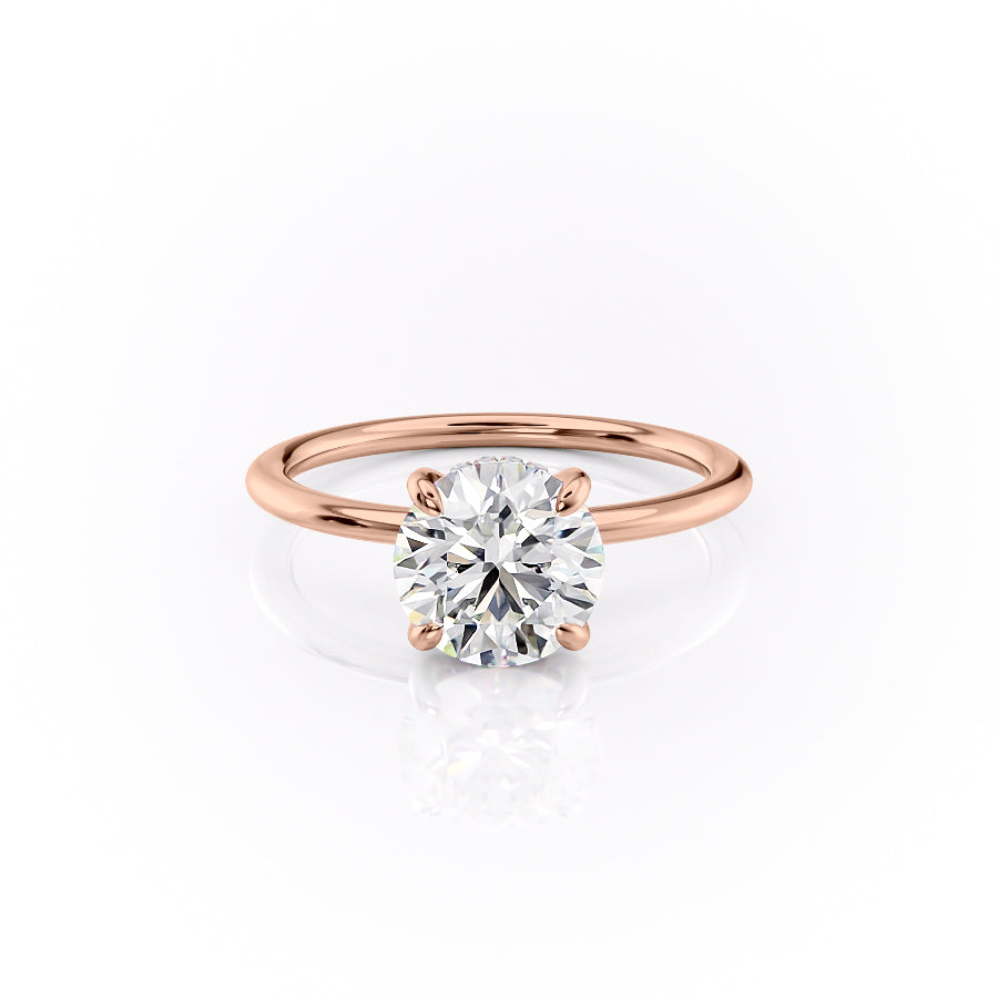 Celestial Whisper 2 Carat VVS1 Lab-Grown Hidden Halo Engagement Ring 18K Rose Gold Front View