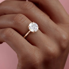 Celestial Whisper 2 Carat VVS1 Lab-Grown Hidden Halo Engagement Ring 18K Rose Gold Hand View