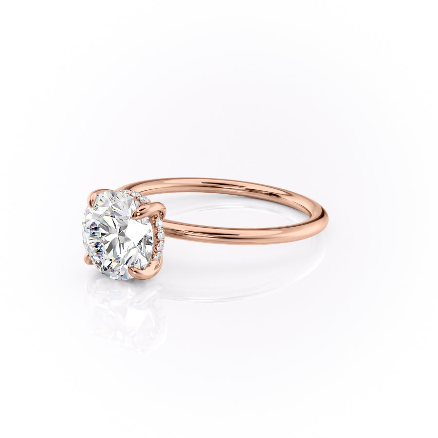 Celestial Whisper 2 Carat VVS1 Lab-Grown Hidden Halo Engagement Ring 18K Rose Gold Left Closeup View
