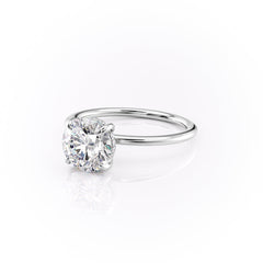 Celestial Whisper 2 Carat VVS1 Lab-Grown Hidden Halo Engagement Ring 18K White Gold Closeup Left View