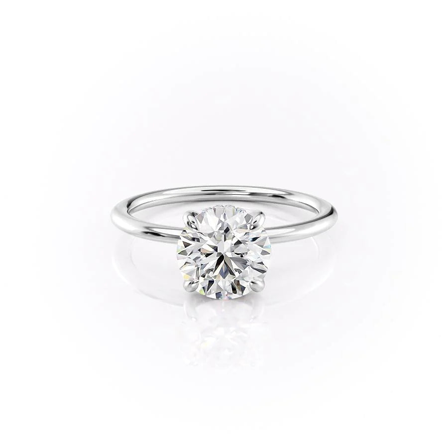 Celestial Whisper 2 Carat VVS1 Lab-Grown Hidden Halo Engagement Ring 18K White Gold Front View 