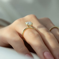  Celestial Whisper 2 Carat VVS1 Lab-Grown Hidden Halo Engagement Ring 18K Yellow Gold Finger View_1