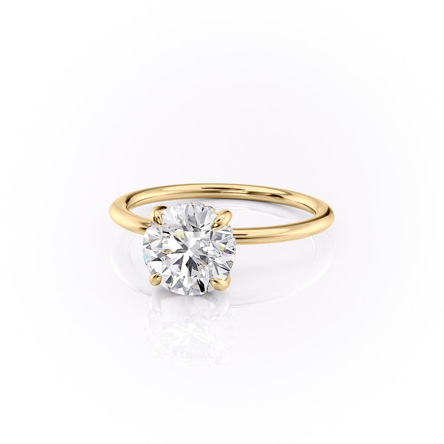 Celestial Whisper 2 Carat VVS1 Lab-Grown Hidden Halo Engagement Ring 18K Yellow Gold Front Side View