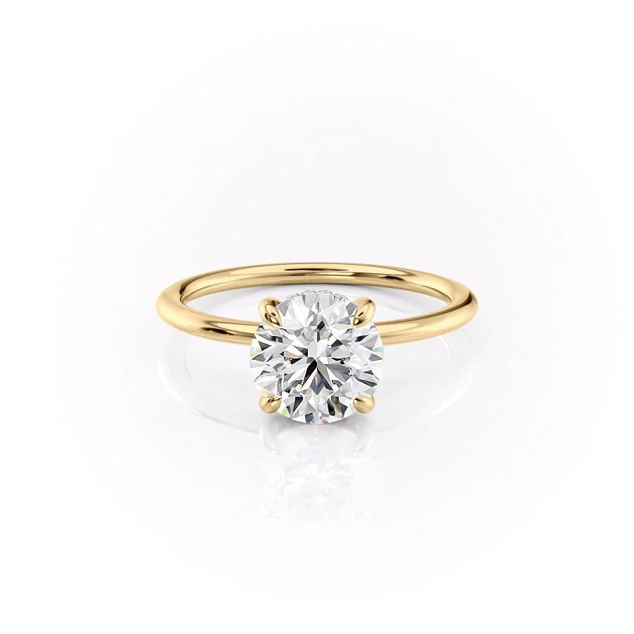 Celestial Whisper 2 Carat VVS1 Lab-Grown Hidden Halo Engagement Ring 18K Yellow Gold Front View