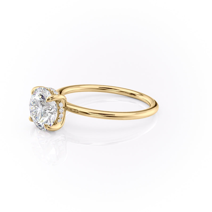 Celestial Whisper 2 Carat VVS1 Lab-Grown Hidden Halo Engagement Ring 18K Yellow Gold Left View
