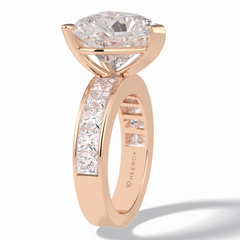 Cherish 6.63 Carat Heart VS1 Lab-Grown Solitaire With Accents Engagement Ring in 18K Rose Gold